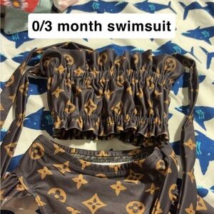 Stylish Kids Swim Bikini in Brown and Tan